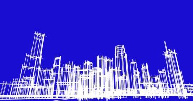 şehir mimarisi ve binalar 3D çizimi 