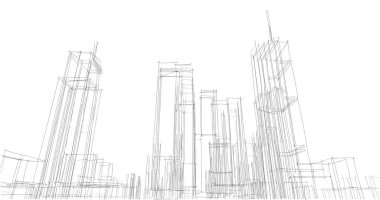 şehir mimarisi ve binalar 3D çizimi 
