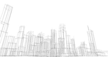 şehir mimarisi ve binalar 3D çizimi 