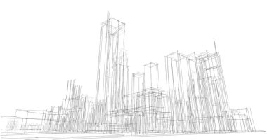 şehir mimarisi ve binalar 3D çizimi 