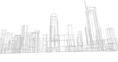şehir mimarisi ve binalar 3D çizimi 