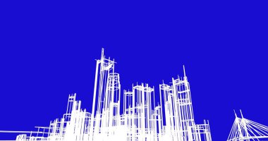 şehir mimarisi ve binalar 3D çizimi 