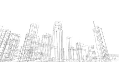 şehir mimarisi ve binalar 3D çizimi 