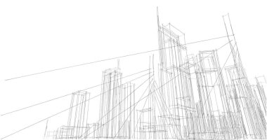 şehir mimarisi ve binalar 3D çizimi 