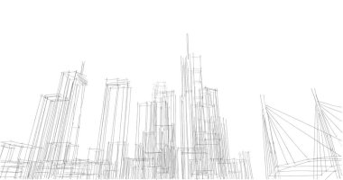 şehir mimarisi ve binalar 3D çizimi 