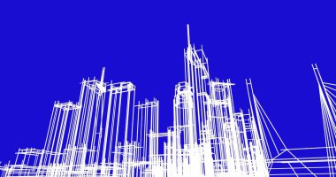 şehir mimarisi ve binalar 3D çizimi 