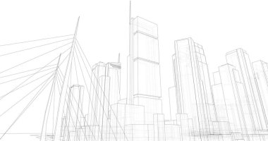 şehir mimarisi ve binalar 3D çizimi 