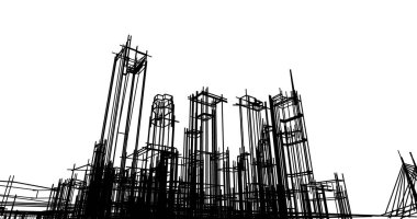 şehir mimarisi ve binalar 3D çizimi 