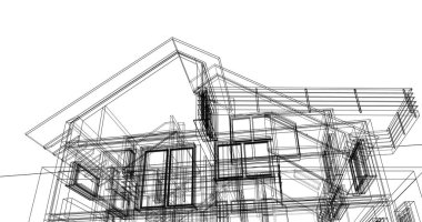 Ev kavramı kroki 3d çizim