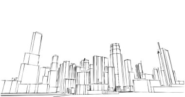 şehir mimarisi ve binalar 3D çizimi 