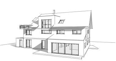 Ev kavramı kroki 3d çizim