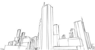 şehir mimarisi ve binalar 3D çizimi 