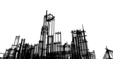 şehir mimarisi ve binalar 3D çizimi 