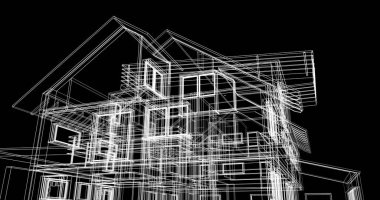 Ev kavramı kroki 3d çizim