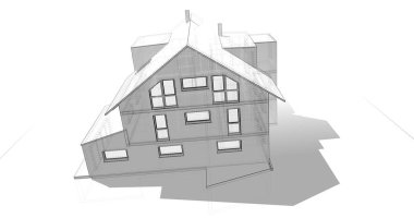 Ev kavramı kroki 3d çizim