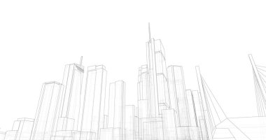 şehir mimarisi ve binalar 3D çizimi 