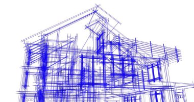 Ev kavramı kroki 3d çizim