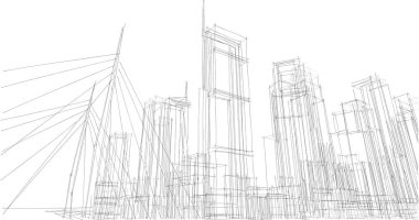şehir mimarisi ve binalar 3D çizimi 