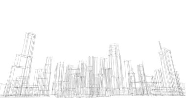 şehir mimarisi ve binalar 3D çizimi 