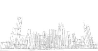 şehir mimarisi ve binalar 3D çizimi 