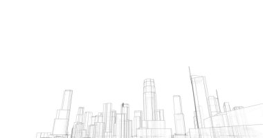 şehir mimarisi ve binalar 3D çizimi 