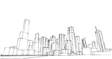 şehir mimarisi ve binalar 3D çizimi 