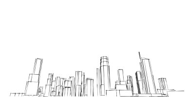 şehir mimarisi ve binalar 3D çizimi 