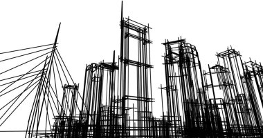 şehir mimarisi ve binalar 3D çizimi 