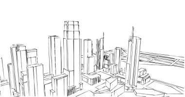 şehir mimarisi ve binalar 3D çizimi 