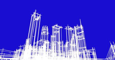 şehir mimarisi ve binalar 3D çizimi 