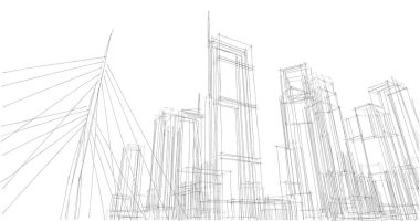 şehir mimarisi ve binalar 3D çizimi 