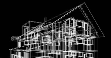 Ev kavramı kroki 3d çizim