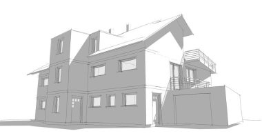 Ev kavramı kroki 3d çizim
