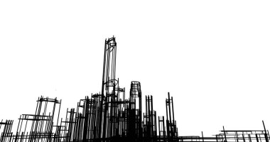 şehir mimarisi ve binalar 3D çizimi 