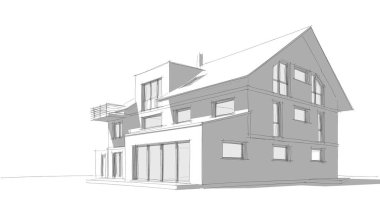 Ev kavramı kroki 3d çizim