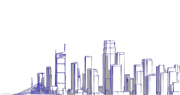 都市建築や建物の イラストレーション — ストック写真