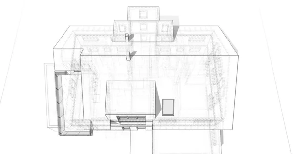 Dům Koncepce Skic Ilustrace — Stock fotografie