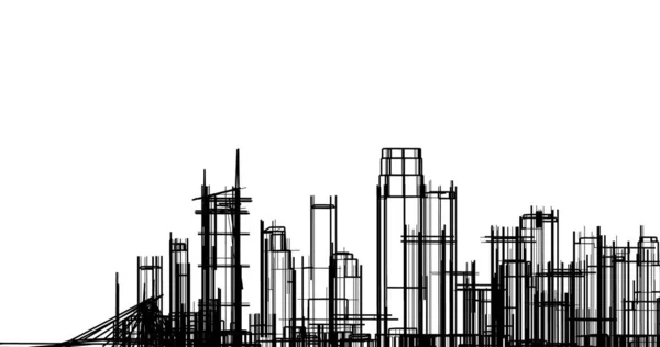 Иллюстрация Архитектуры Зданий Города — стоковое фото