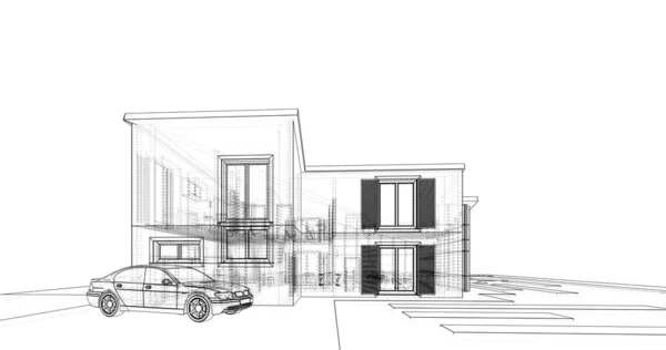 Conception Maison Croquis Illustration — Photo