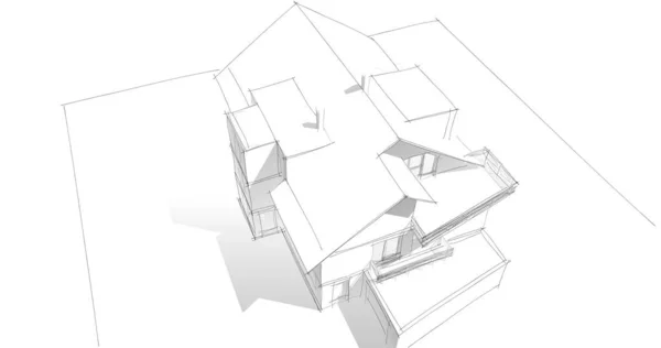 房子概念剪影3D — 图库照片