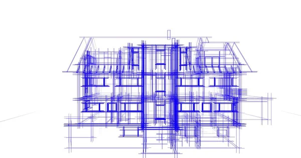 房子概念剪影3D — 图库照片