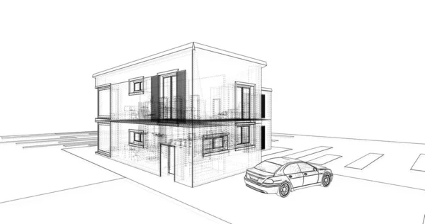 House Concept Sketch Illustration — Stock Photo, Image