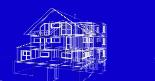 房子概念剪影3D — 图库照片