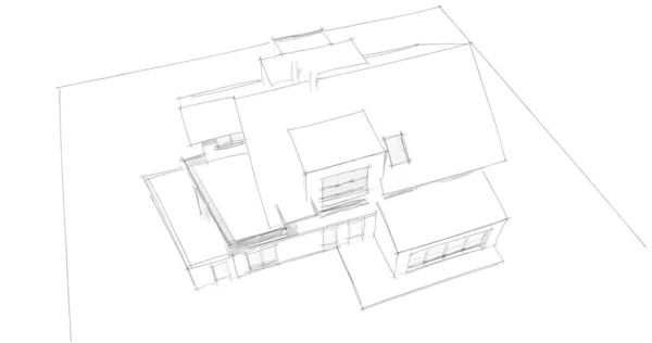 房子概念剪影3D — 图库照片
