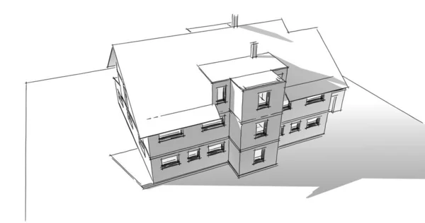 房子概念剪影3D — 图库照片