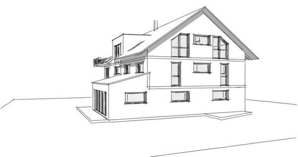 Эскиз Концепции Дома Иллюстрация — стоковое фото