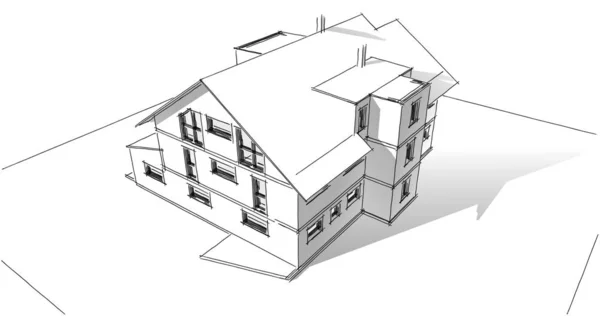 房子概念剪影3D — 图库照片