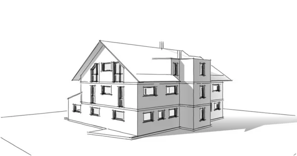 Эскиз Концепции Дома Иллюстрация — стоковое фото