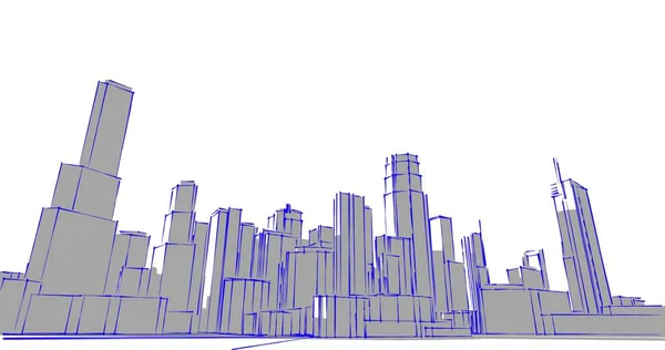 城市建筑和大厦例证 — 图库照片