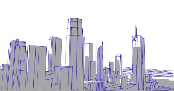 Ilustração Arquitetura Cidade Edifícios — Fotografia de Stock